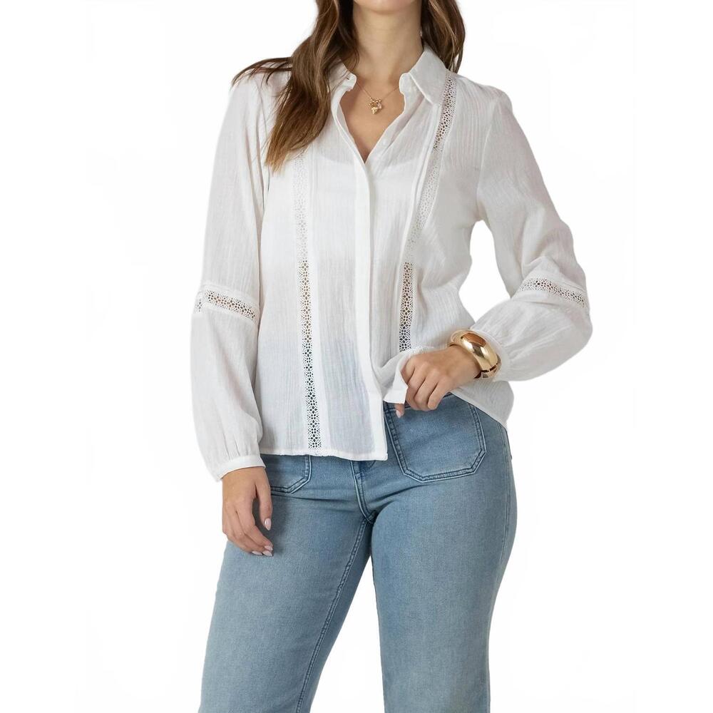 NEW DEX soft focus lace blouse in white